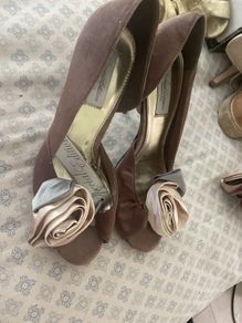 Cream satin high heels