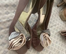 Cream satin high heels