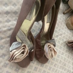 Cream satin high heels