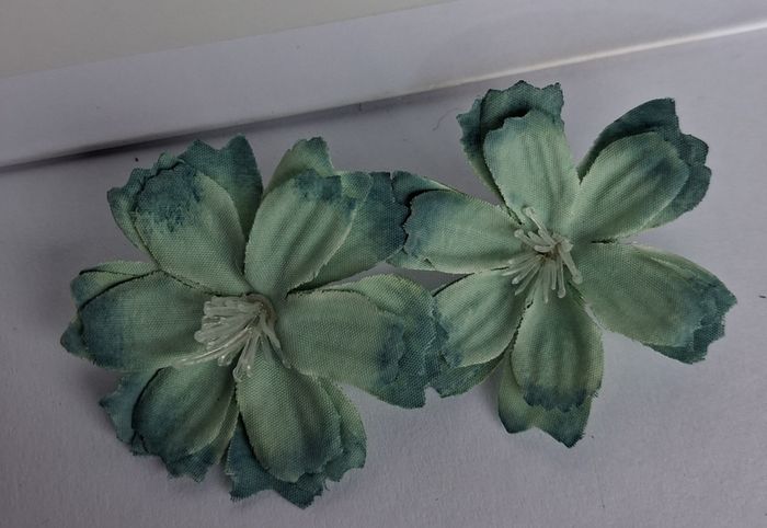 Boho Teal Ombre Camellia Clip On Earrings