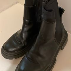 Zara Kids Black Ankle Boots: Size 32 / Size 13