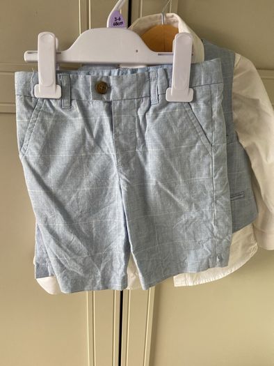 M&S 4 piece shorts shirt waistcoat and dickie bow suit 2-3 years