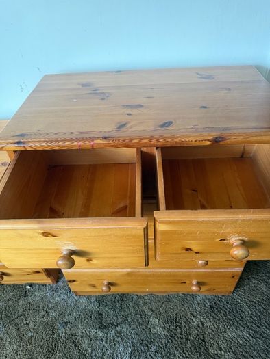 Solid Pine Bedroom Chest of Drawers and Matching Locker