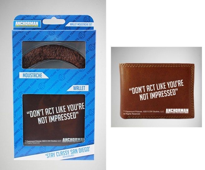 Moustache Themed Gift Collection including Anchorman Wallet & Bottle Opener Keychain with Pub Coasters & Plaques (All Brand New)