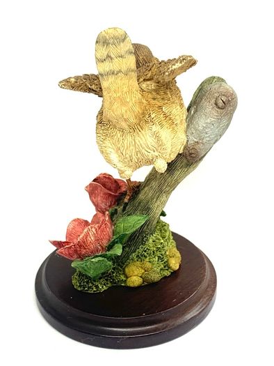 Vintage Wren With Pansies Figurine By Country Artist Andrew MacCallum