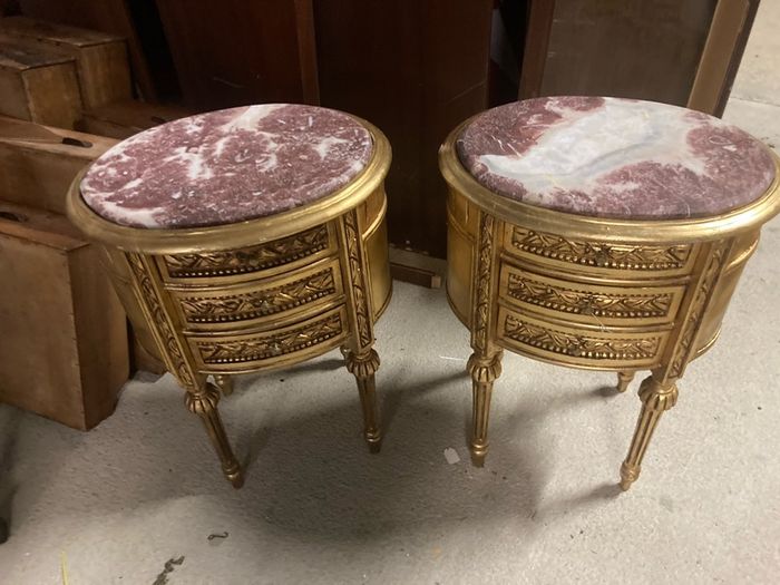 Marble top gold side table with drawers set of two nationwide delivery available
