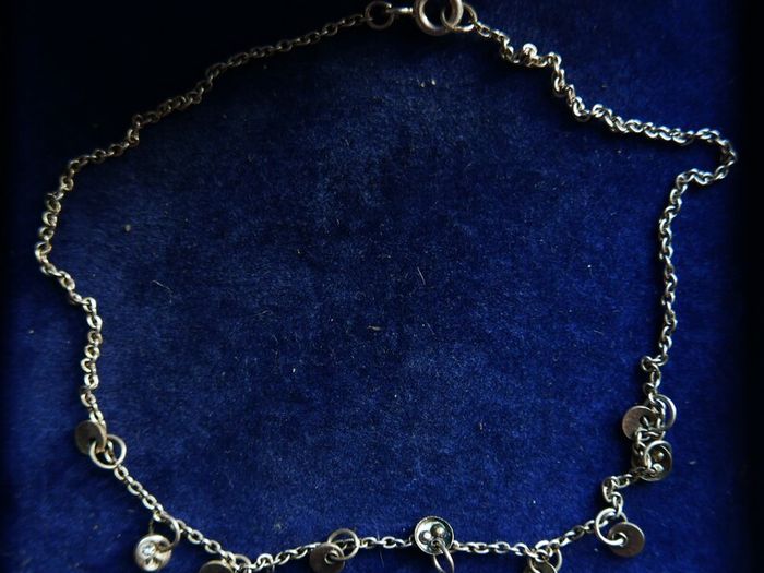 Vintage Sterling Silver925 Disc Charm Anklet Bracelet length 10" - 1,6g