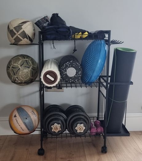 Gym Rack Organiser Storage Sport Equipment Fitness Organizer for DumbbellsYoga Mats Kettlebells Resistance Bands