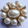 Vintage Large Oval Clip-On Earrings with Faux Pearls & Cut Crystal Image 3