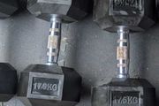 2 X 17.5kg Rubber Hex Dumbbells