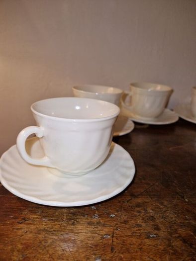 1960's 12 piece Arcopal milk glass cups and saucers set