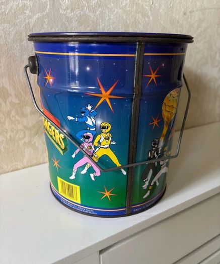 Vintage 1995 Mighty Morphin Power Rangers Chupa Chups Tin Bucket Made in Spain 1995