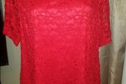 MCollection beautiful red lace top Perfect condition size UK16 EUR44 Postage included