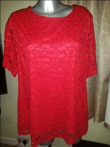 MCollection beautiful red lace top Perfect condition size UK16 EUR44 Postage included