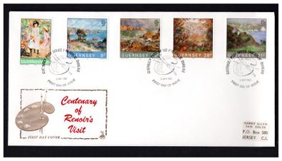 1983 Guernsey Centenary of Renoirs Visit Commemorative Stamps First Day Cover (FDC)