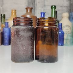 287 - Set of 2 Vintage Kruschen Salts Brown Amber Glass Decorative Collectible Display Bottles