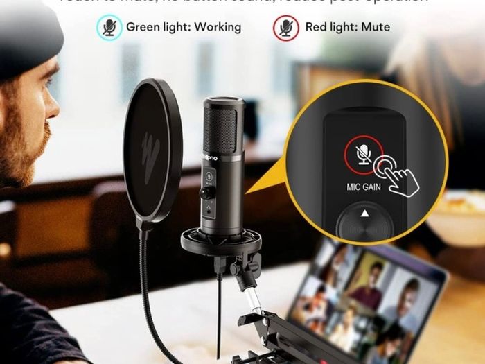 Recording Microphone Set,MAONO AU-PM422 192KHZ/24BITCondenser Mic with Touch Mute Button and Mic Gain Knob for Podcasting,Gaming,YouTube (FREE POSTAGE)