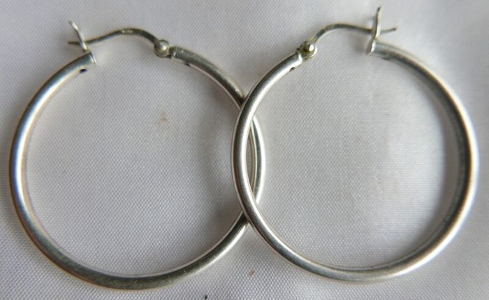 Vintage 925 Sterling Silver Hoop Earrings Large Classic Hoop Gift 5,67g