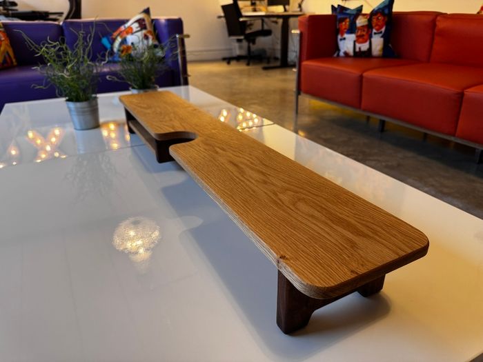 Handmade Solid Oak & Walnut Dual Monitor Stand