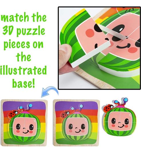 X 3D Wooden Puzzles - Early Development & Activity Toys - CoComelon Toys - CoComelon Puzzle - Wooden Puzzles - Baby Toys - Jigsaws For Children age 2