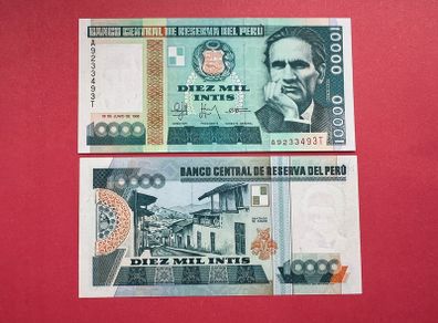 Peru  10,000 Intis  1988  ( uncirculated )