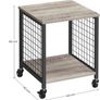 Bedside Table with Wheels Steel Frame Shelves 40 x 40 x 50 cm for Living Room Bedroom Industrial Design Greige-Black Image 4