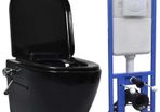 Wall Hung Rimless Toilet with Concealed Cistern Ceramic Black