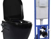 Wall Hung Rimless Toilet with Concealed Cistern Ceramic Black