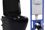 Wall Hung Rimless Toilet with Concealed Cistern Ceramic Black