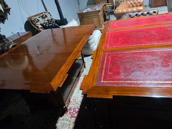 Thomas Chippendale Lions Head Carved Twin Pedestal Partner Desk+ chair+ table