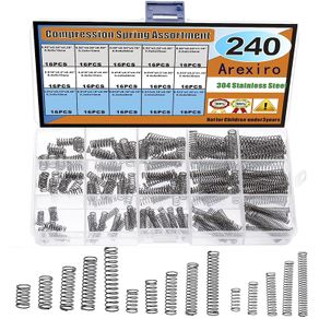 240pcs 15 Sizes Compression Springs Assortment Kit, Mini Stainless Steel Springs for Repairs, 0.39" to 1.18" Length, 0.16" - 0.2