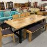 Large Rustic Table, Chairs and Bench Image 2