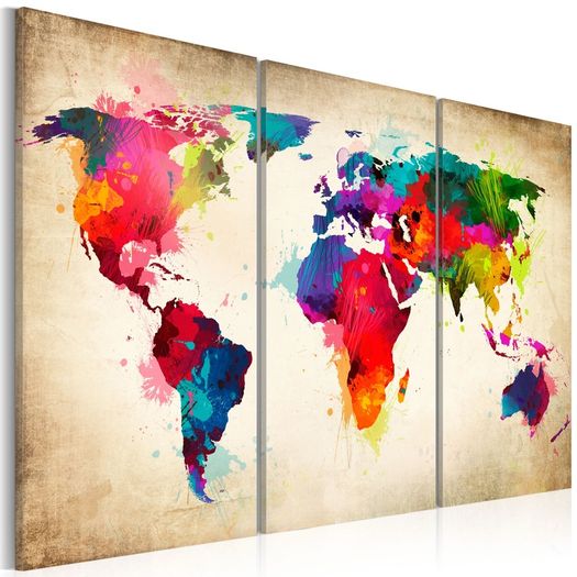 Large World Map On Canvas