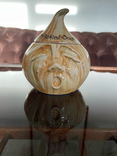 Vintage Crying Pickled Onion Face Pot signed by Toni Raymond