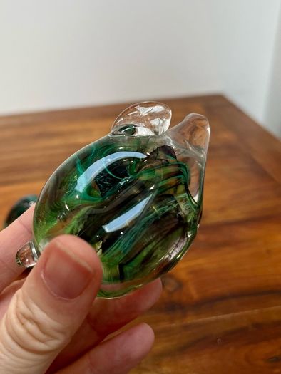 2 Vintage Hand- blown Glass Paperweights