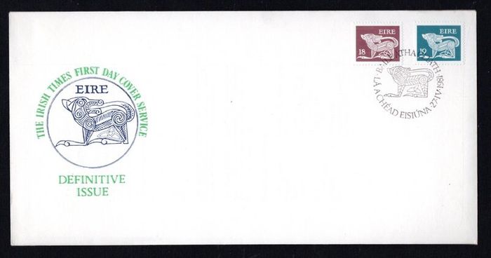 1981 Ireland 18p & 19p Gerl Definitive Stamp Illustrated The Irish Times First Day Cover (FDC)