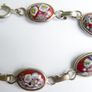 Vintage Glass Millefiori Red Italian Link Bracelet length 8" Image 2