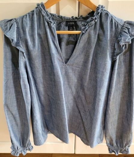 J Crew - Denim ruffle shirt