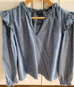 J Crew - Denim ruffle shirt