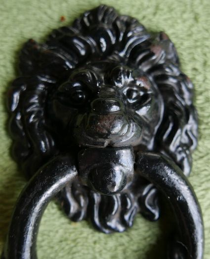 Antique Black Rustic Lion Head Door Knocker