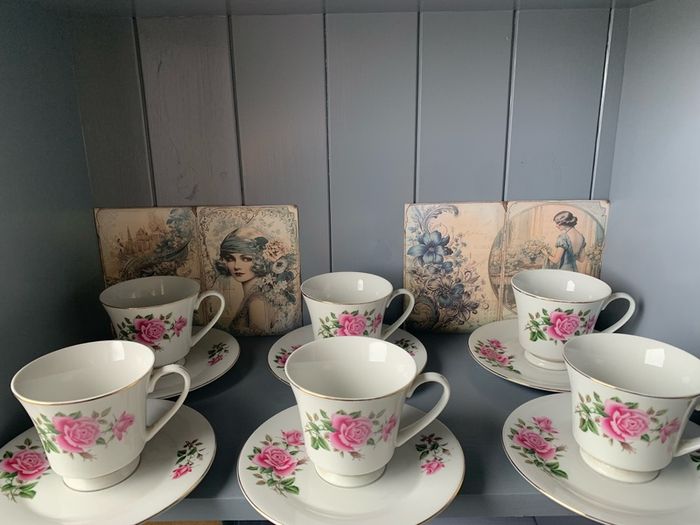 Vintage Delicate Pink Rose Tea Set