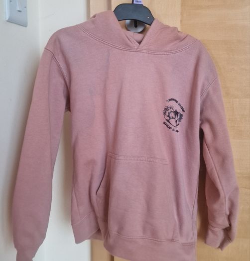 Dusty pink surf school hoodie age 7 to 8