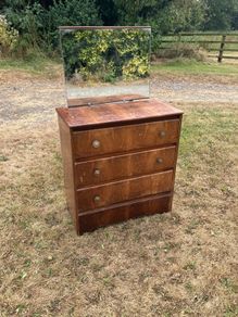 Vintage Wooden Dressing Table / Chest of Drawers with Mirror
