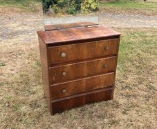 Vintage Wooden Dressing Table / Chest of Drawers with Mirror