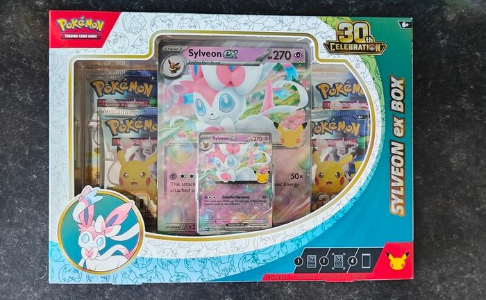 FREE Tracked Shipping. Pokemon 30th Celebration Sylveon EX Box