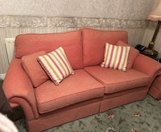 Sofa and 2 armchairs and storage footstool