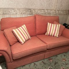 Sofa and 2 armchairs and storage footstool
