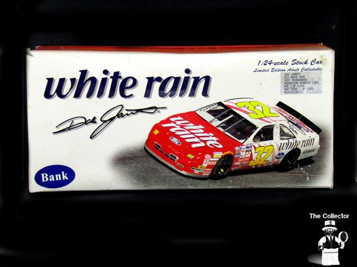 Dale Jarrett #32 1997 Ford Thunderbird White Rain Busch Series Car Limited Numbered Edition 1 of 7,956 Novelty Coin Bank Money Box Savings Bank 1/24 Scale Large Diecast Car