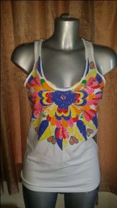 Tee and cake white floral vest top size UK12 EU40 Postage included