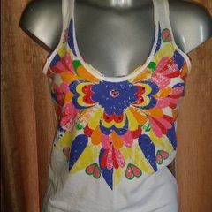 Tee and cake white floral vest top size UK12 EU40 Postage included